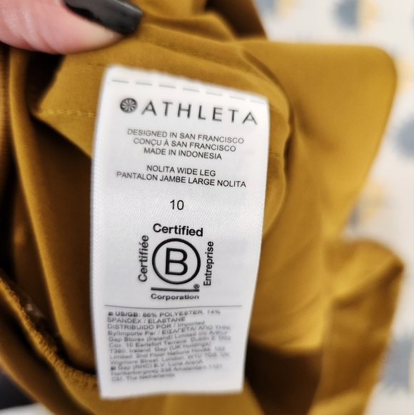 Athleta Nolita Wide Leg Pant Womens Size 10 Gold Pull On Elastic Waist Pockets - Picture 8 of 11